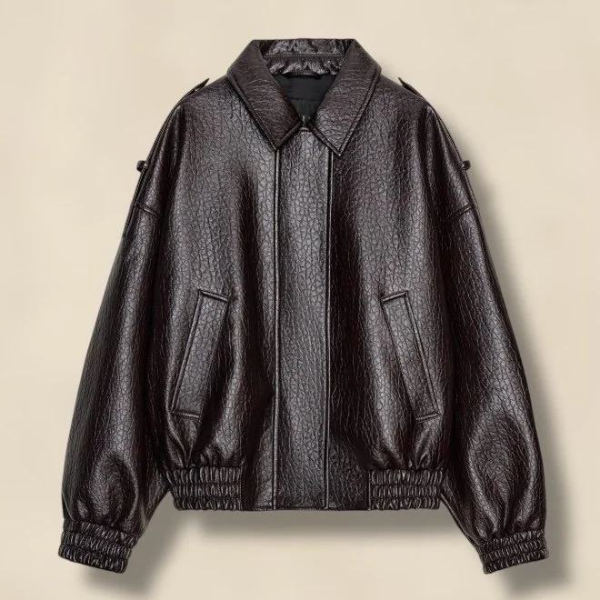 Faux Leather Bomber Jacket Zara