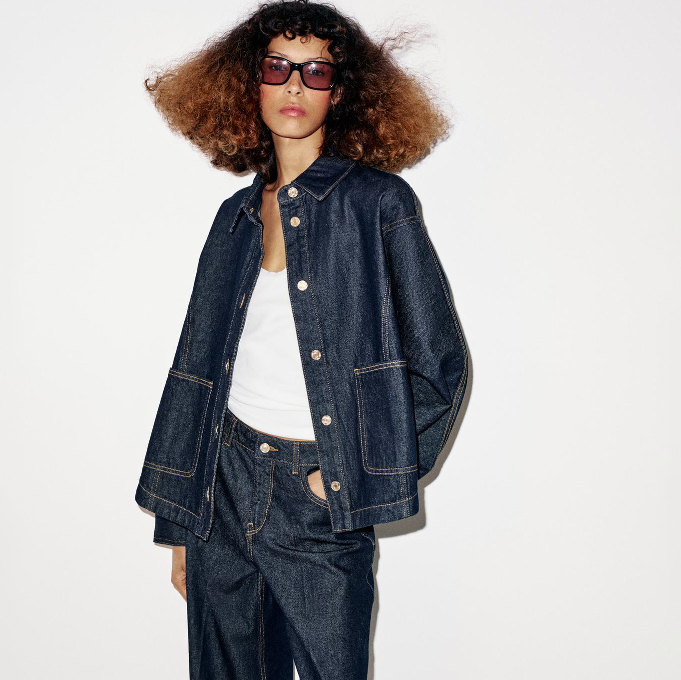 Oversized Stitched Denim Jacket