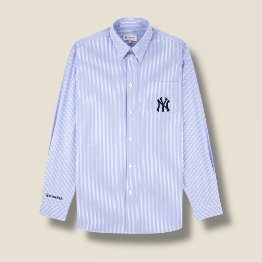 Heritage Yankees Serif Oversized Shirt in Blue Stripe