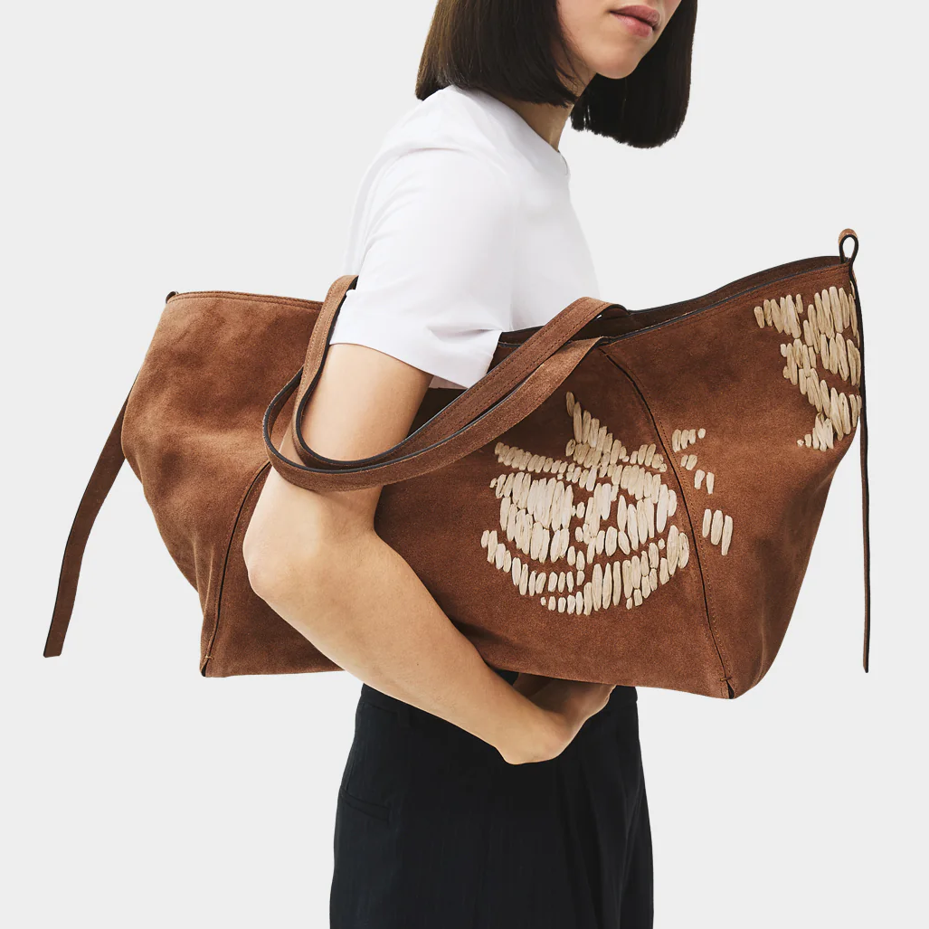 Extra Large Open Top Suede Tote Bag