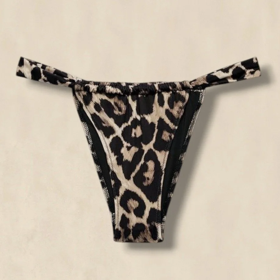 Brown Animal Print Curtain Bikini Bottoms