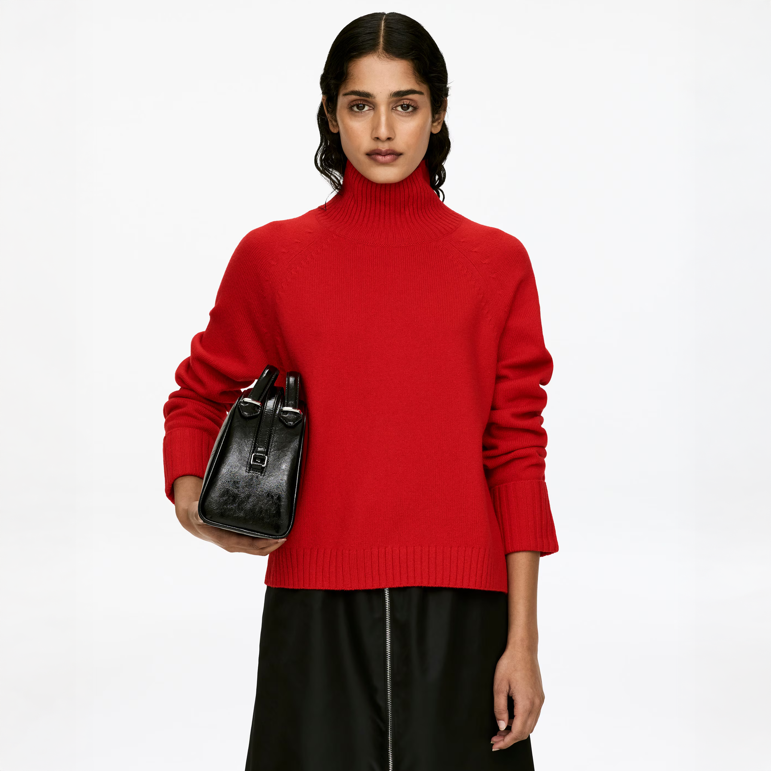 Arket Roll-Neck Wool Jumper Red