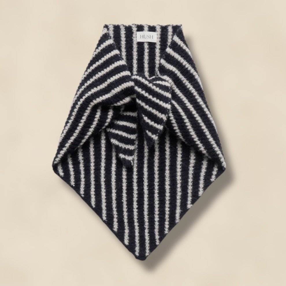 Striped Wool Blend Triangle Scarf
