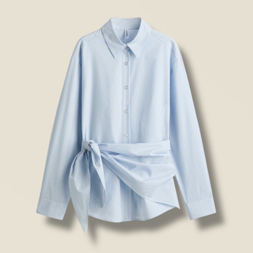 Scarf Shirt in Blue Stripe