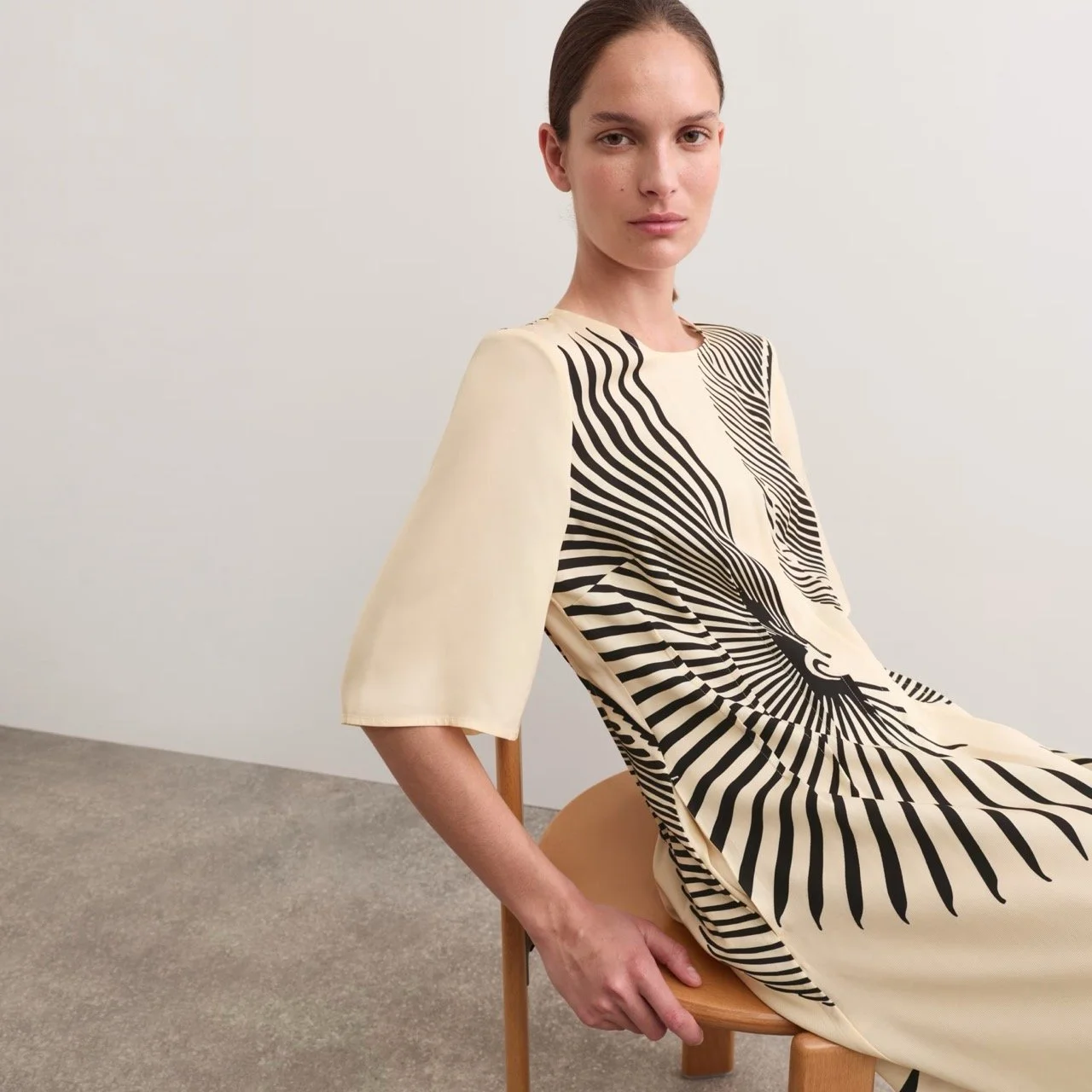 Fan Print Midi Dress