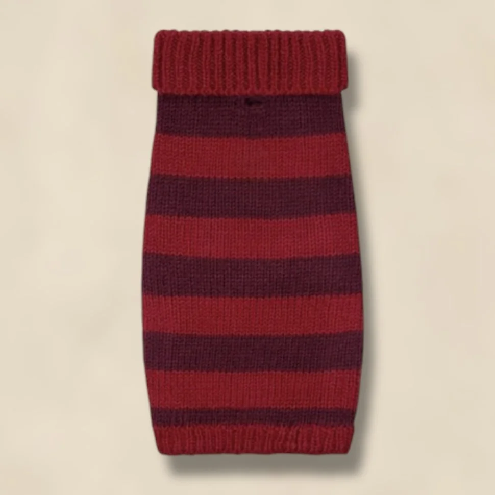 LISH Smithy Crimson Plum Stripe Polo Neck Dog Sweater