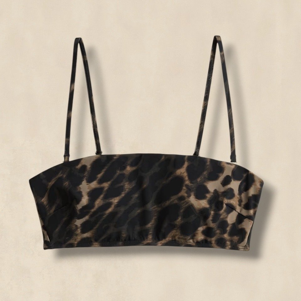 Brown Leopard Printed Bandeau Bikini Top