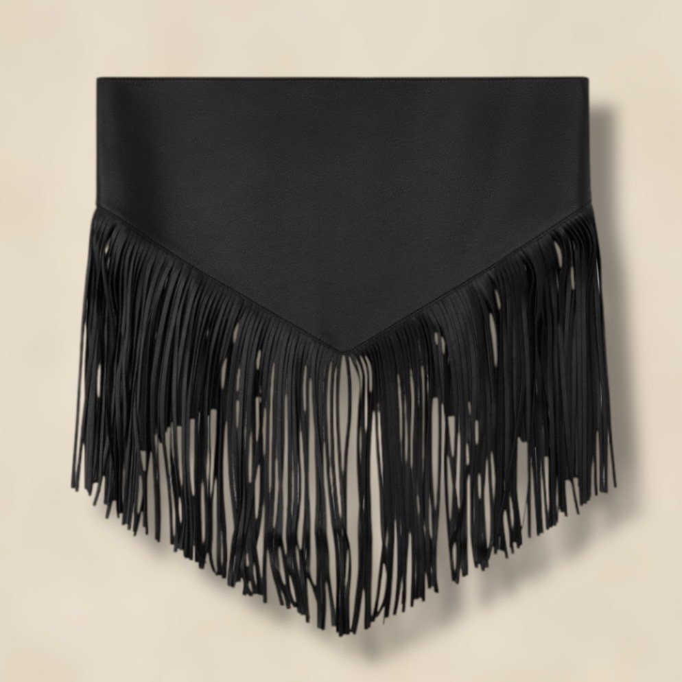 Leather Fringe Triangle Scarf Belt