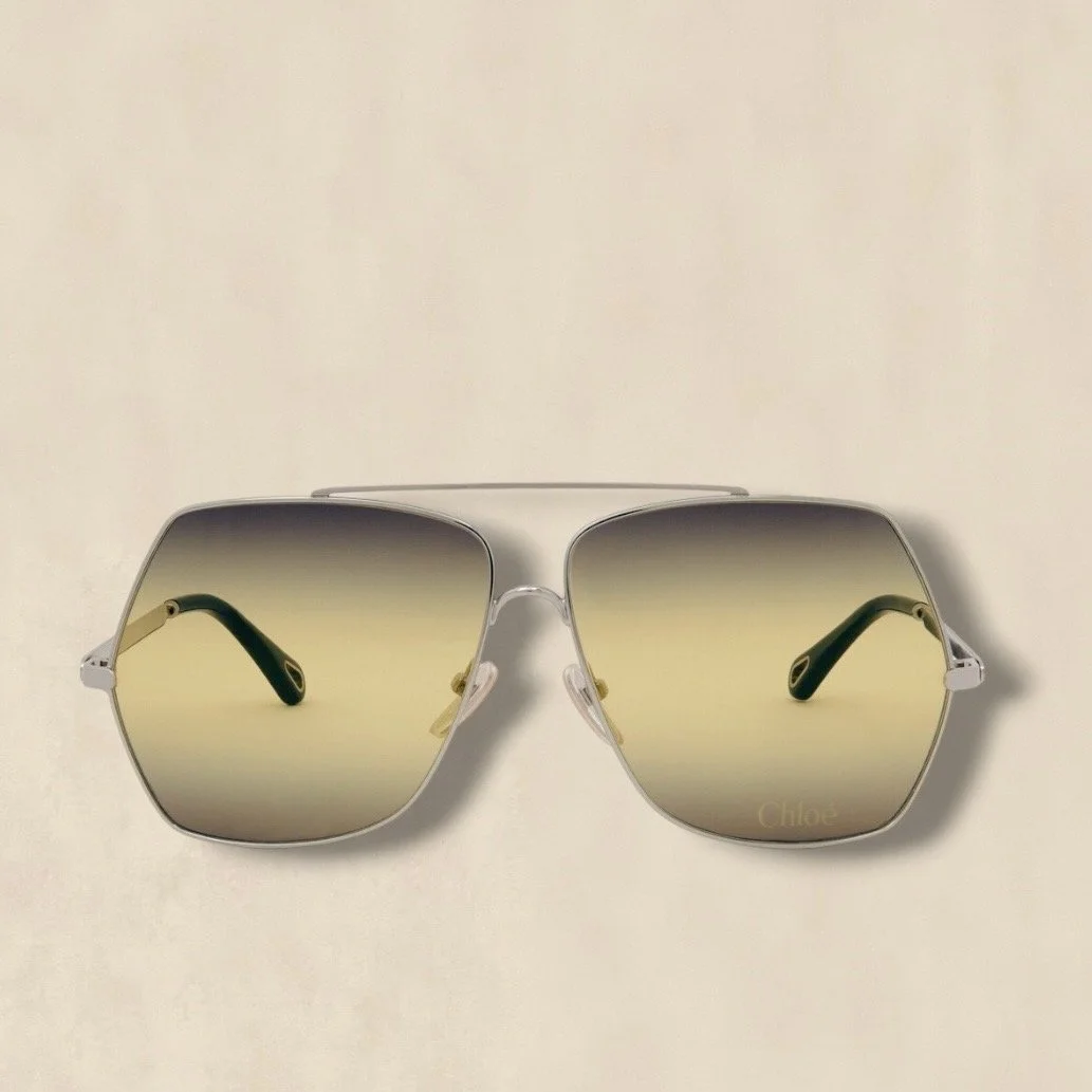 Square Aviator Sunglasses Silver Gradient Lens