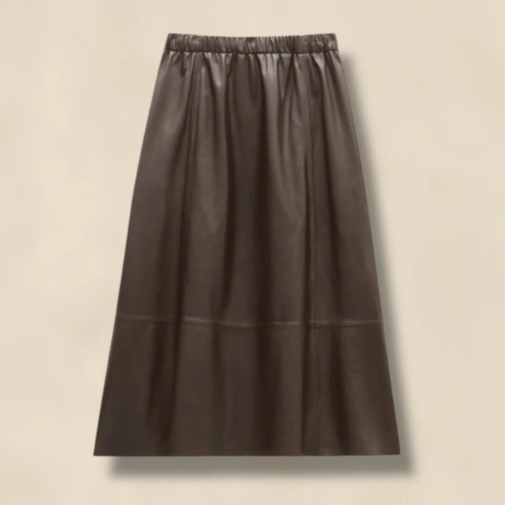 Agatha Leather Midi Skirt 