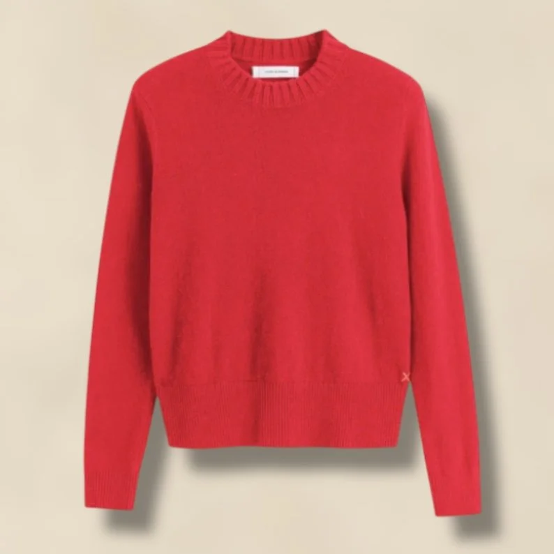 Chinti & Parker Velvet Red Wool-Cashmere Cropped Sweater