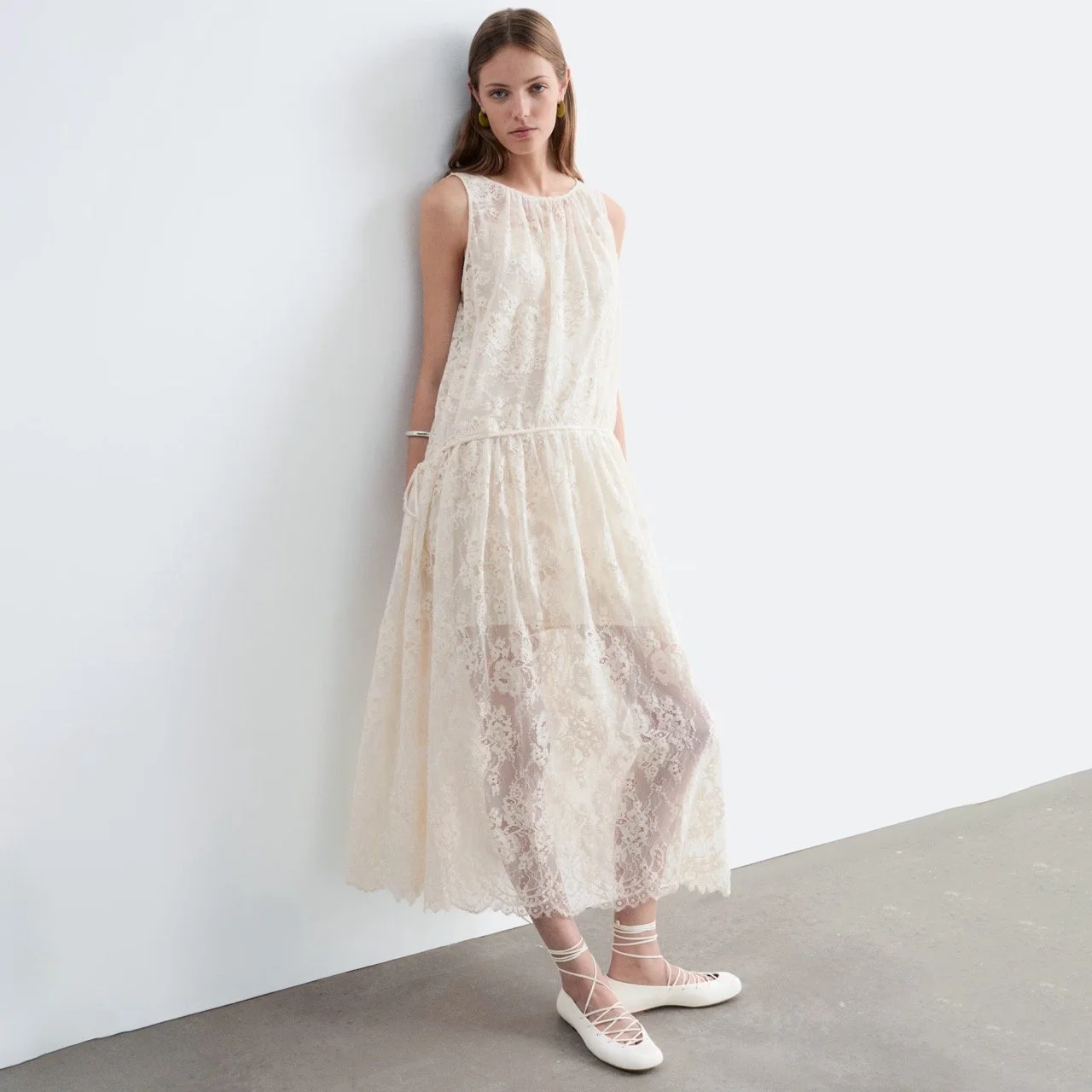 Cream Lace Maxi Dress