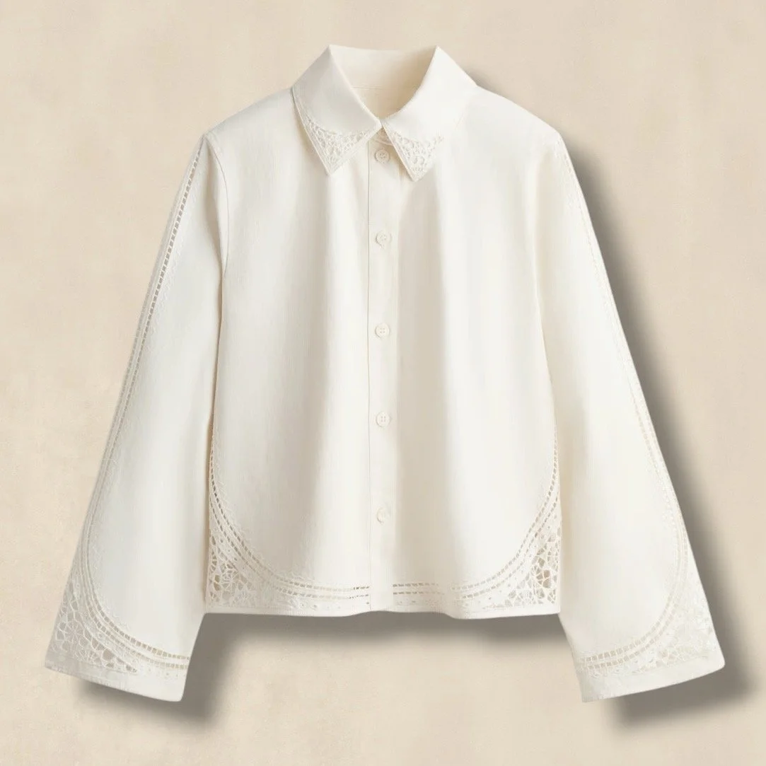 Cream Broderie Anglaise Cotton Jacket
