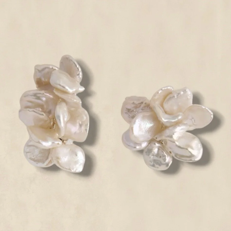 Mismatched Clustered Pearl Earrings