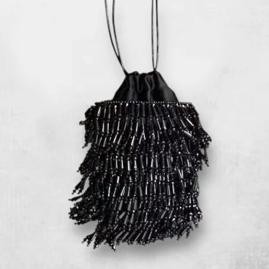 Mango black beaded evening bag