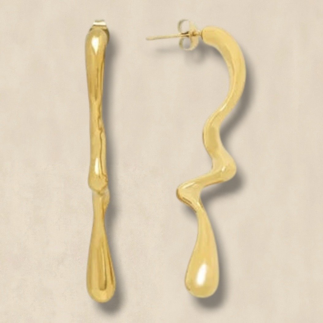 Gold Squiggle Drop Earrings