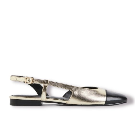 H&M gold and black sling back ballet pumps