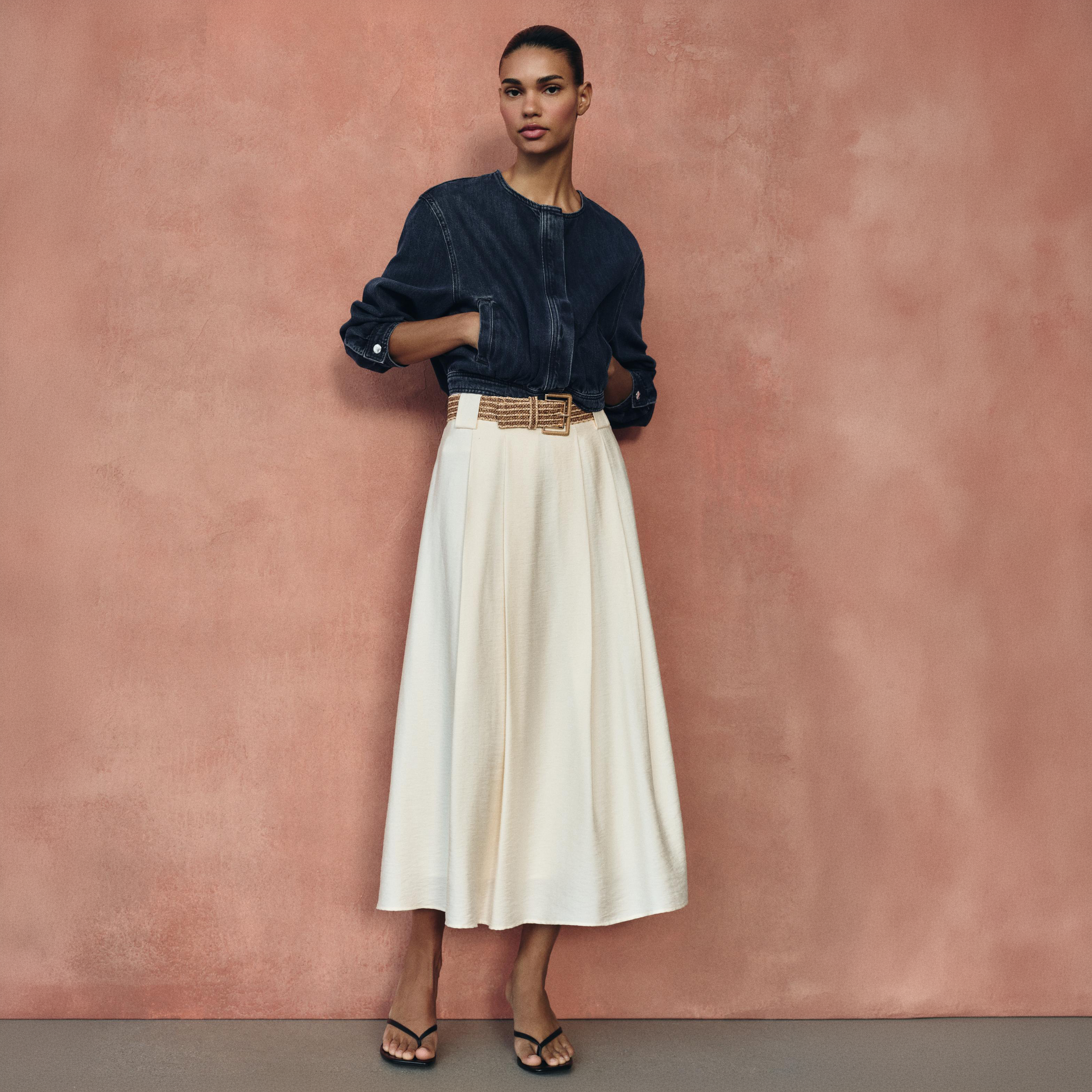 Braided Belt Midi Skirt Zara