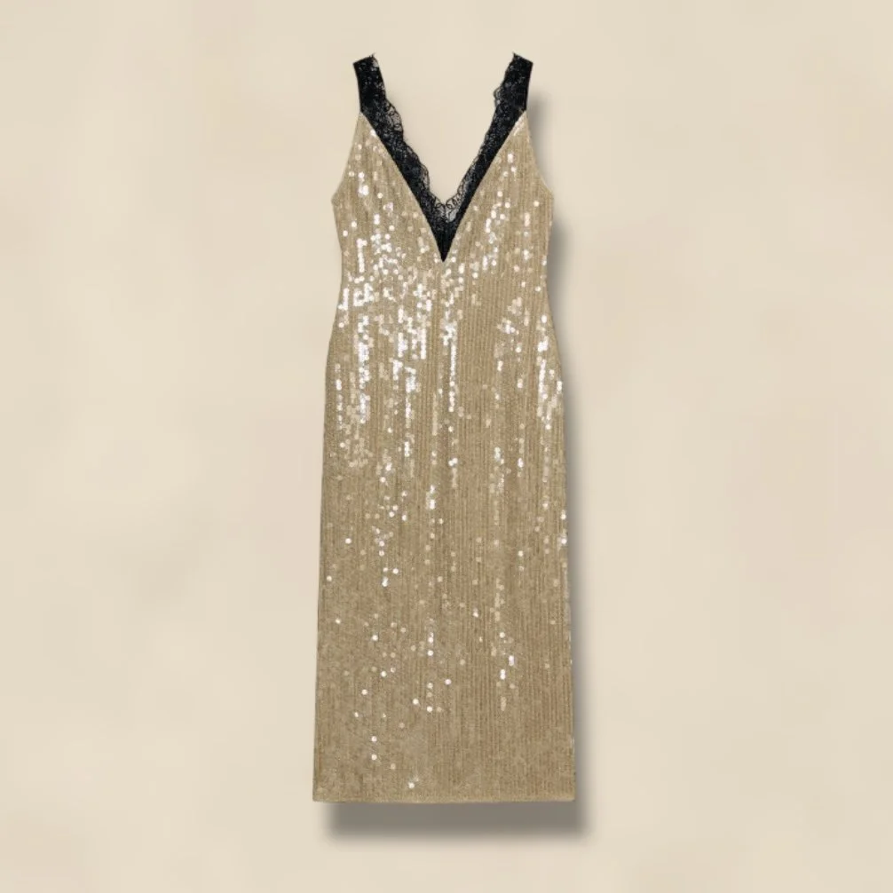 Zara ZW Collection Sequinned Lace Dress