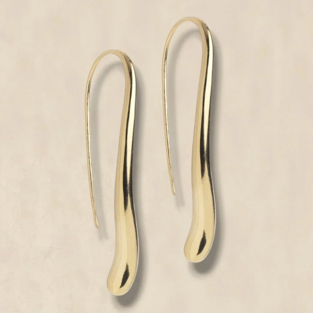Gold Curved Drop Earrings
