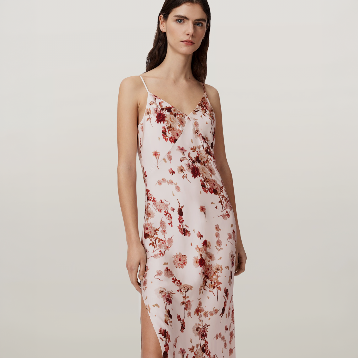 Melody Floral Silk Blend Midi Slip Dress