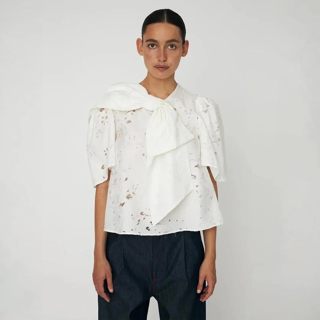Cotton Blouse With Statement Bow Detail And Clean Minimal Finish