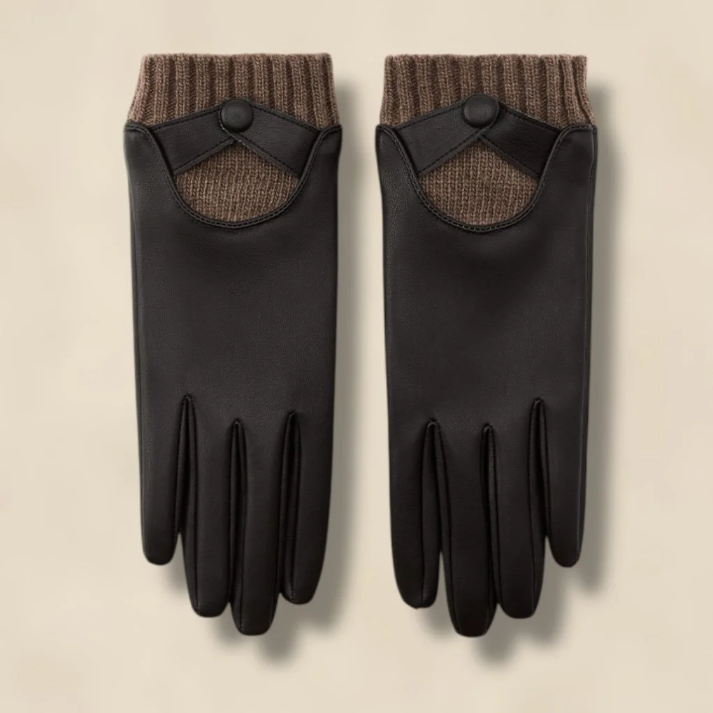 Zara Faux Leather Gloves With Wool