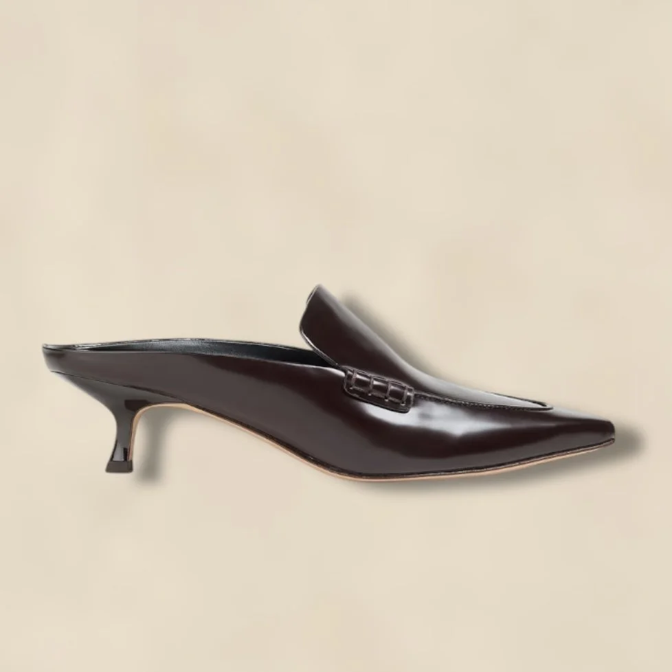 Samy Glossed Leather Mules VINCE