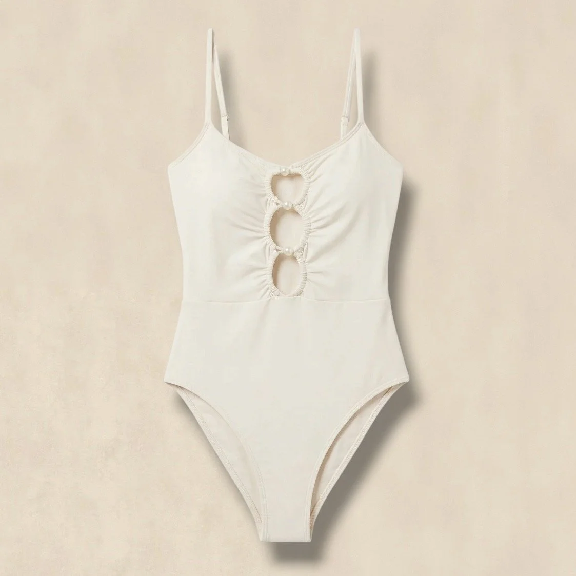 Cream Strappy Cut Out Swimsuit