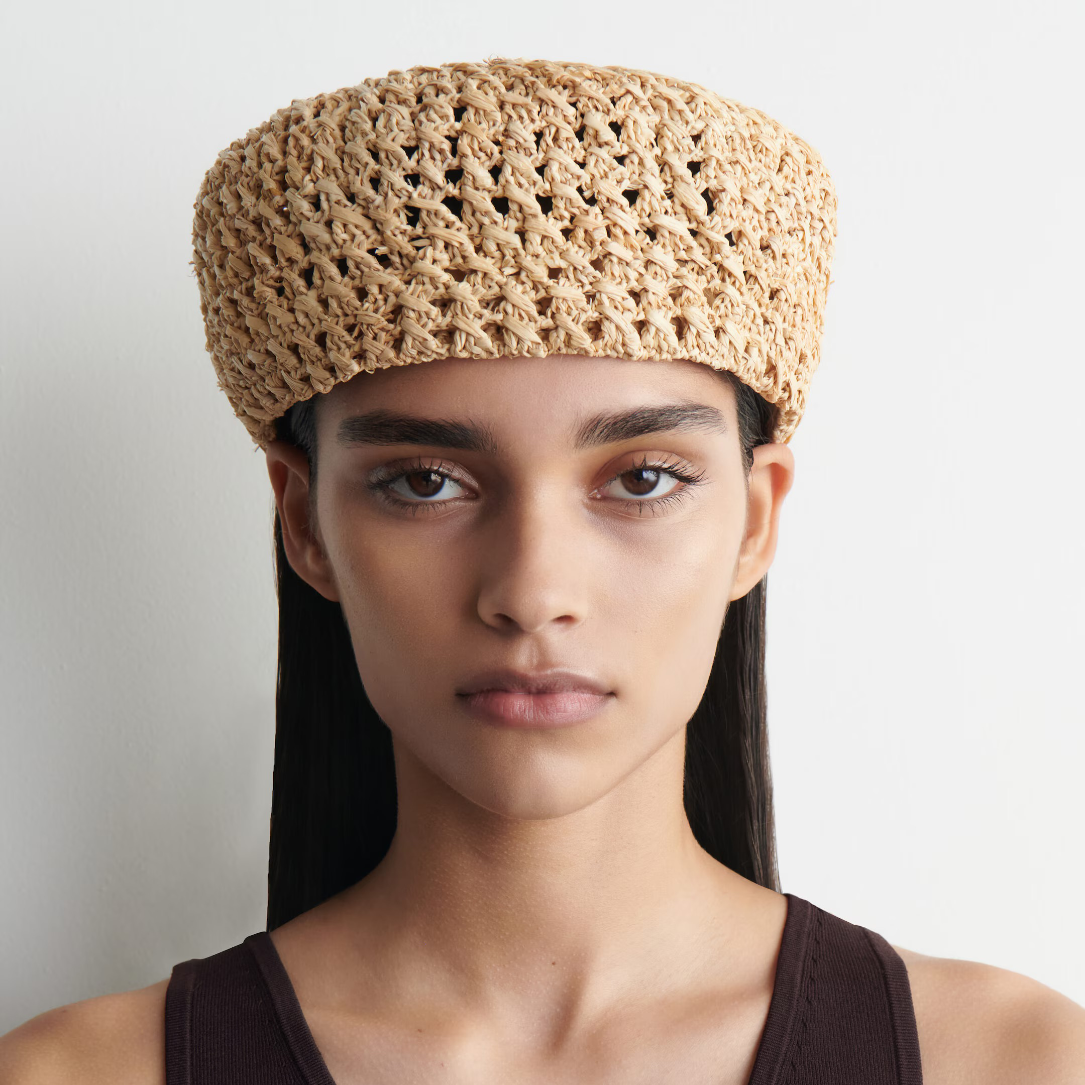 Raffia Beret Beige