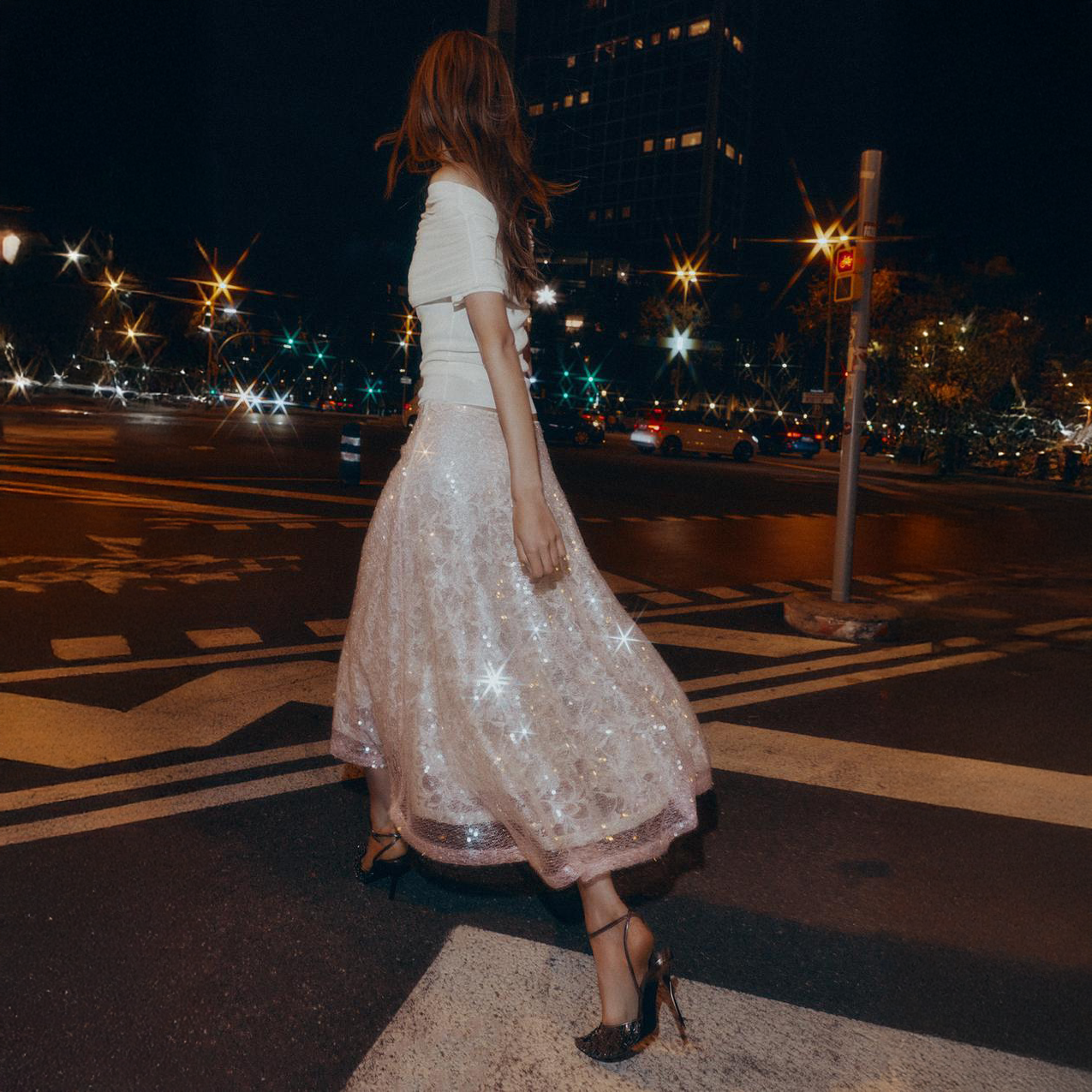 Zara Sequinned Knit Midi Skirt