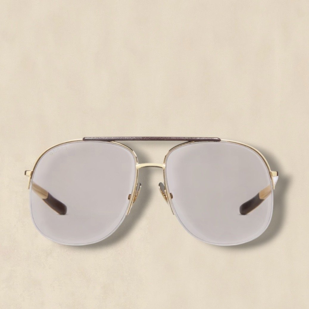 Navigator Sunglasses Gold Metal Brown Lens