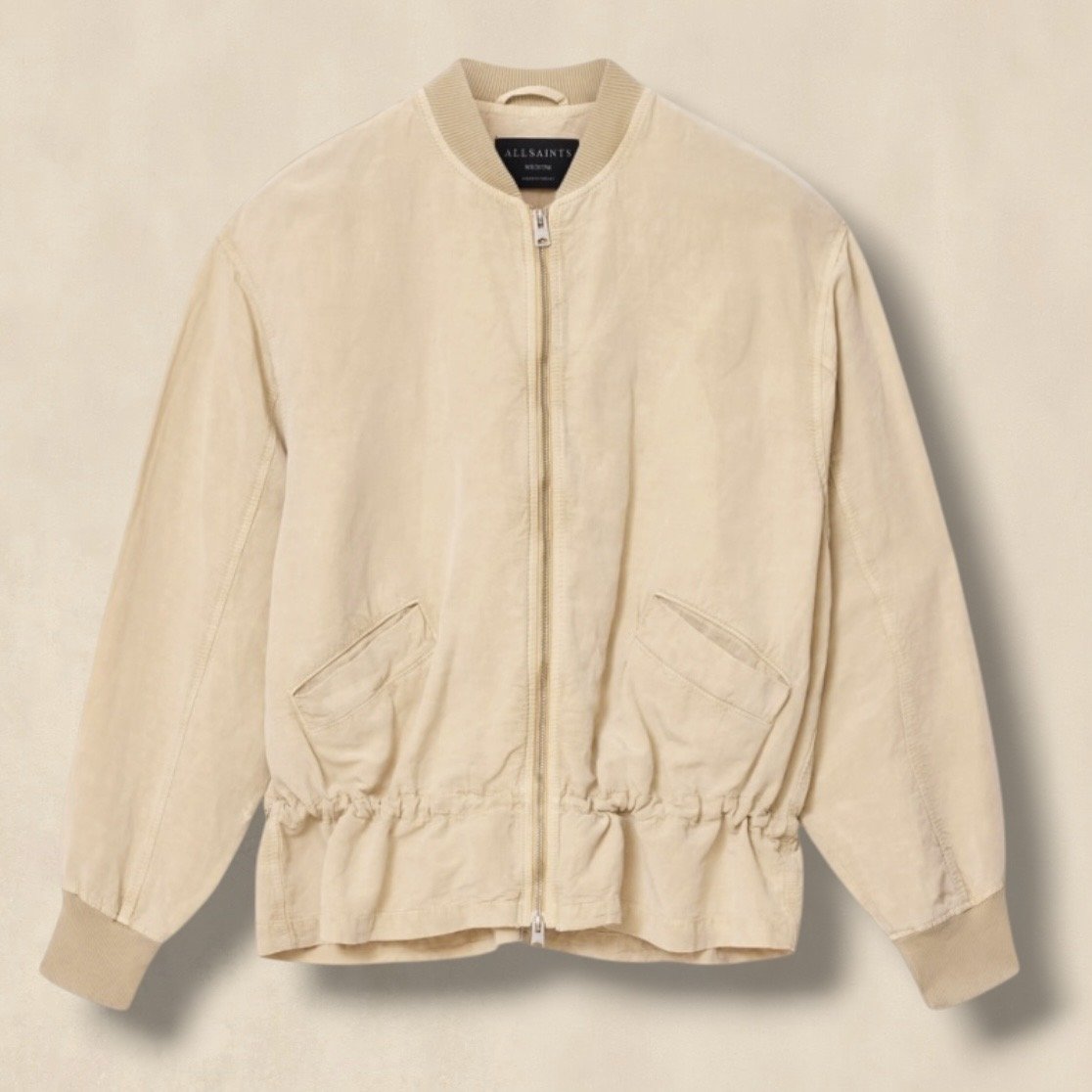 Taupe Linen Blend Bomber Jacket