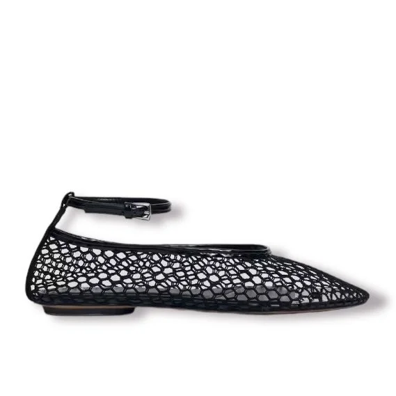 Mango black mesh ballerina pumps