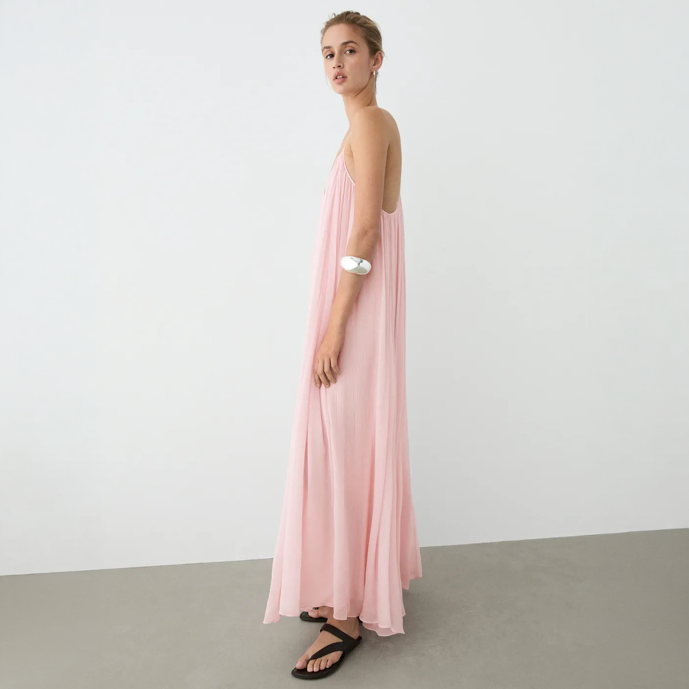 Flowing Pleated Spaghetti Strap Dress