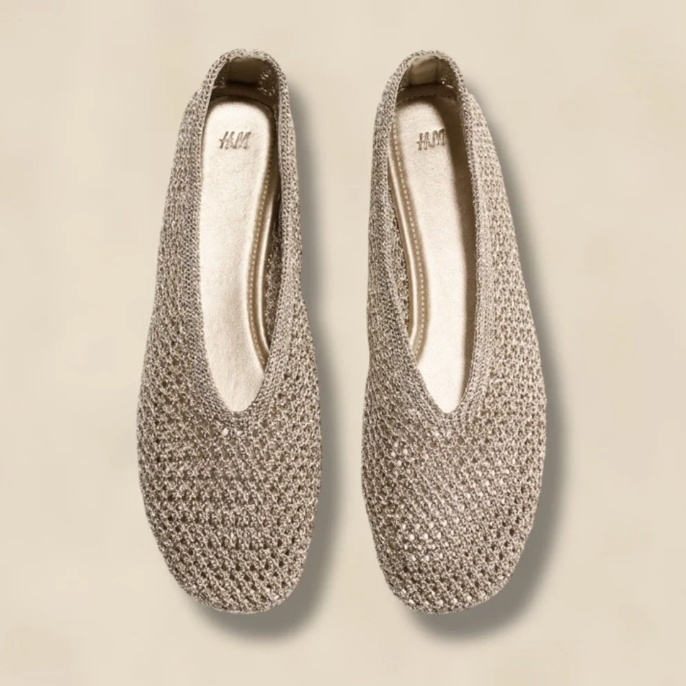 Braided Metallic Ballet Flats H&M