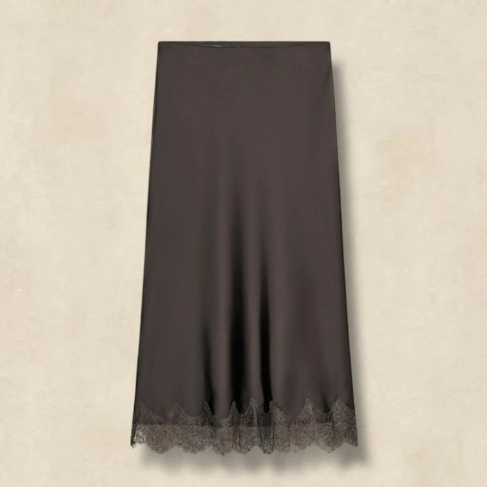 Lace Satin Midi Skirt - Zara