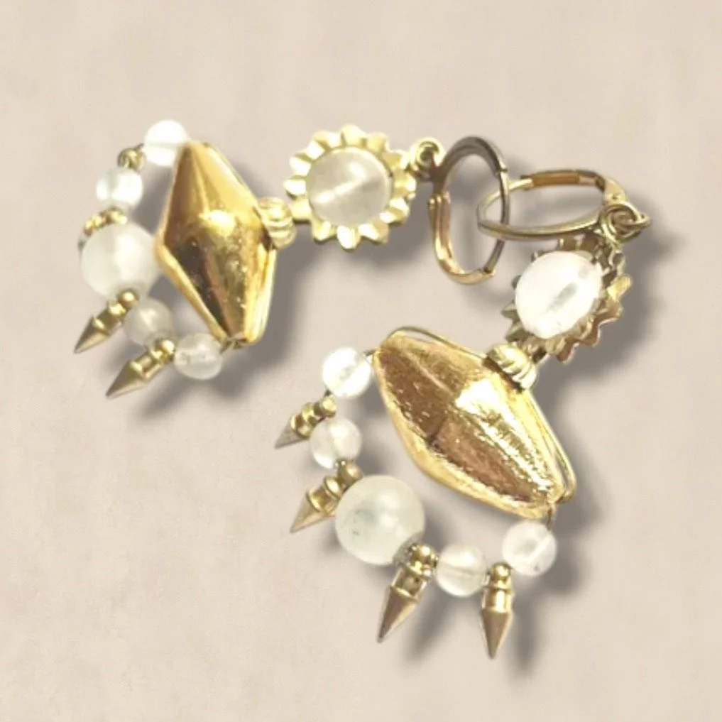 Gold Sun And Spikes Earrings