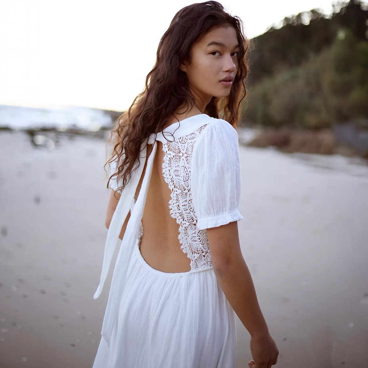 White Lace Midi Dress