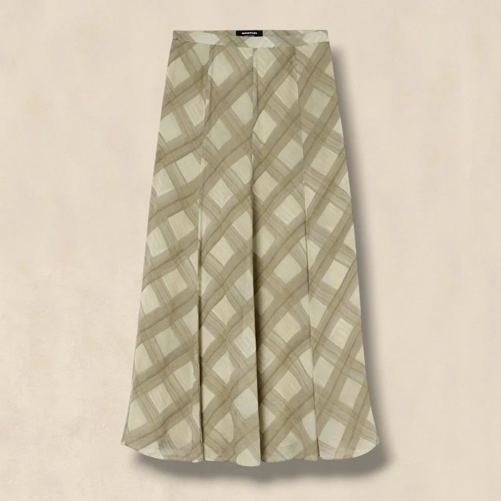Green Check Midi Skirt
