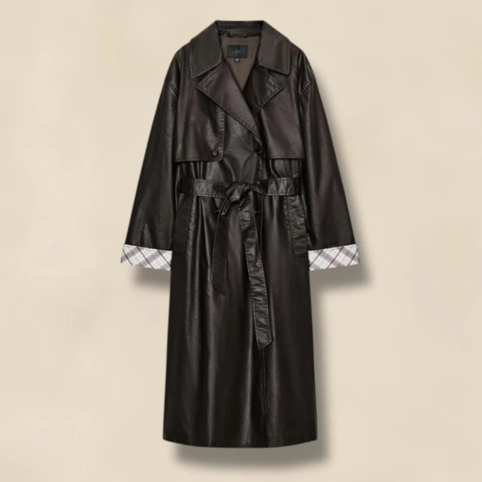 Waxed Check Trench Coat ZARA