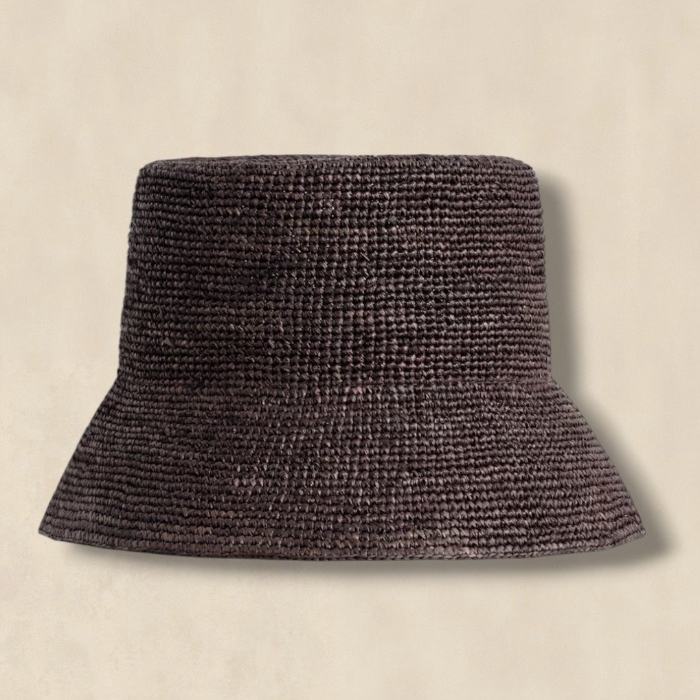 Raffia Bucket Hat Brown