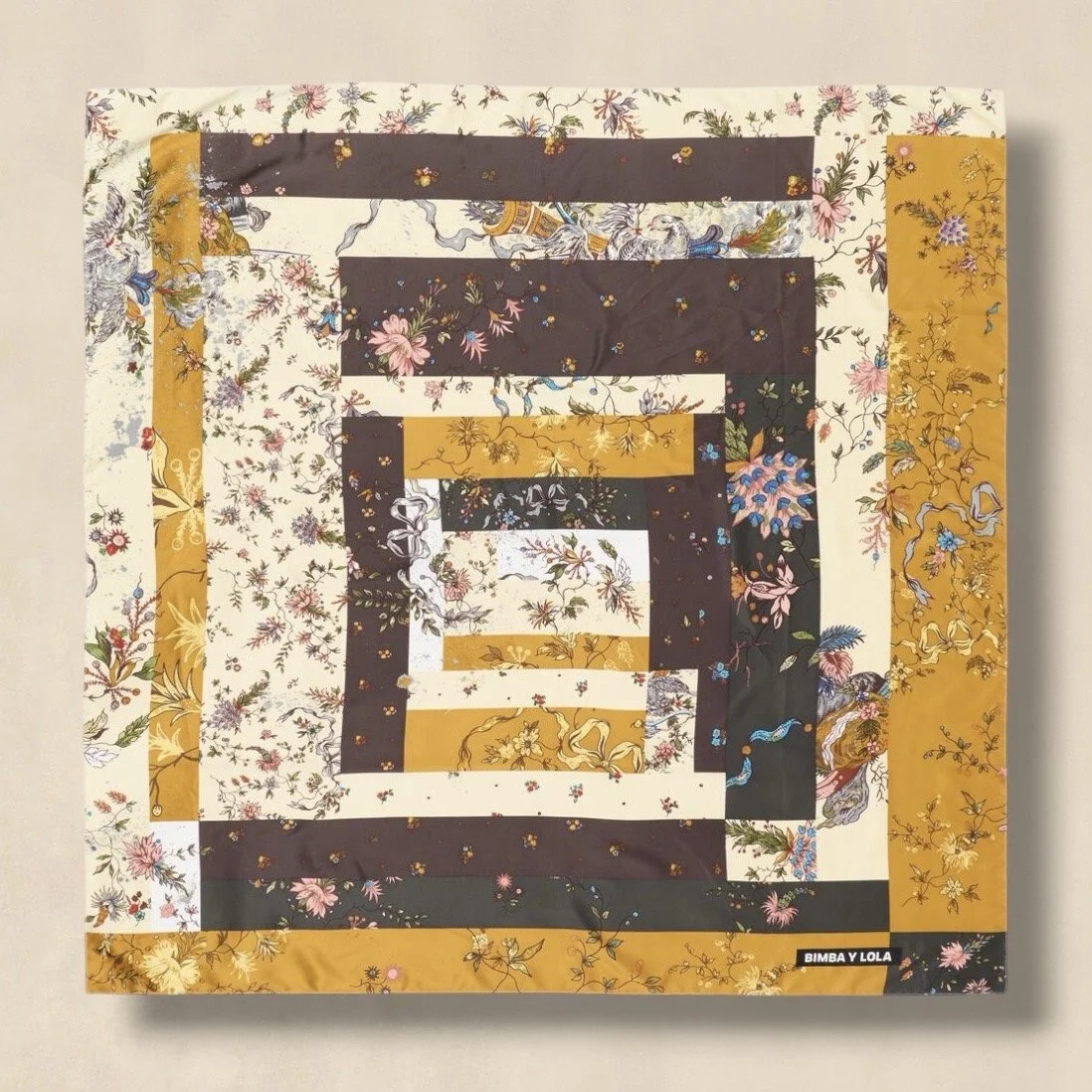Ochre Floral Patchwork Scarf