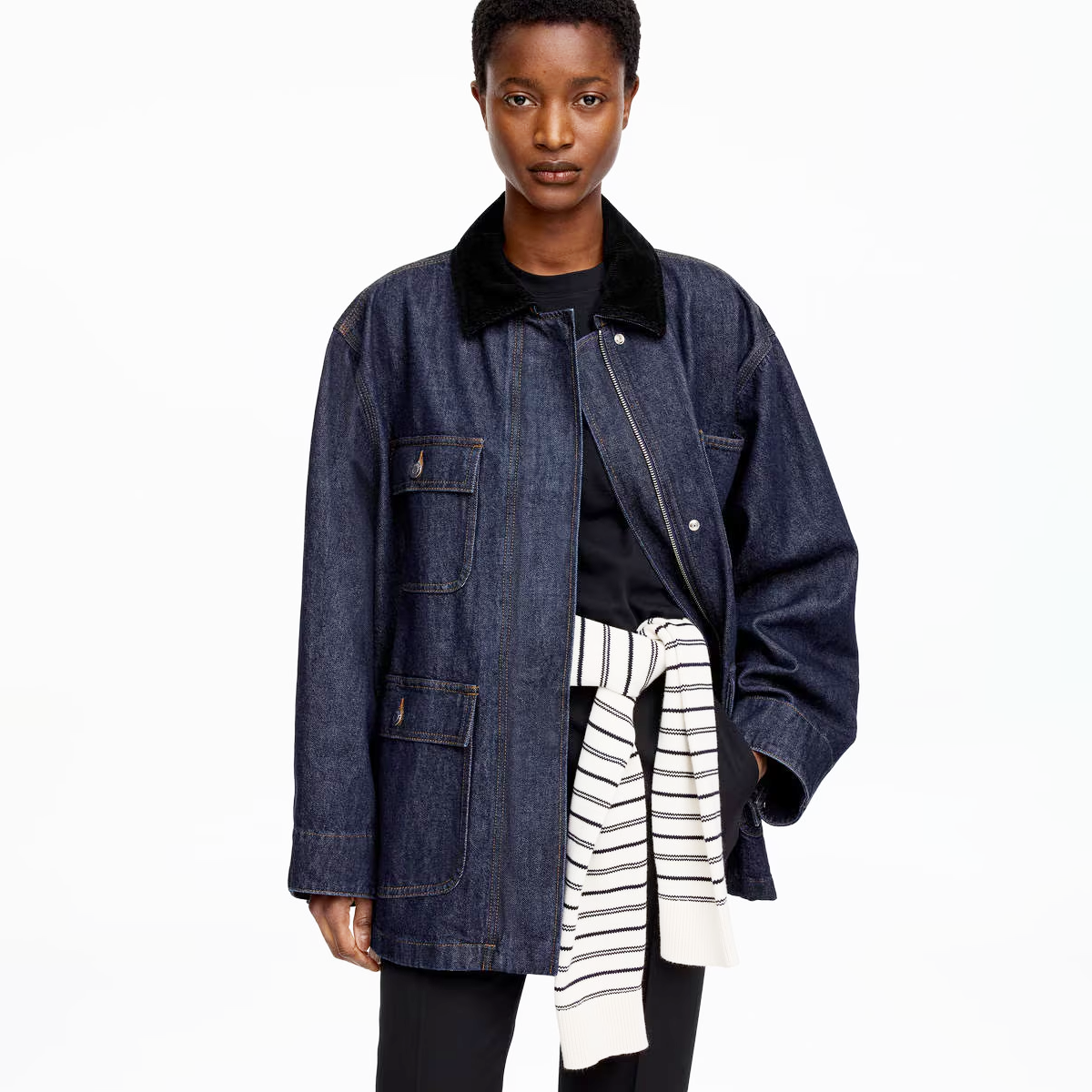 Oversized Denim Jacket Dark Blue
