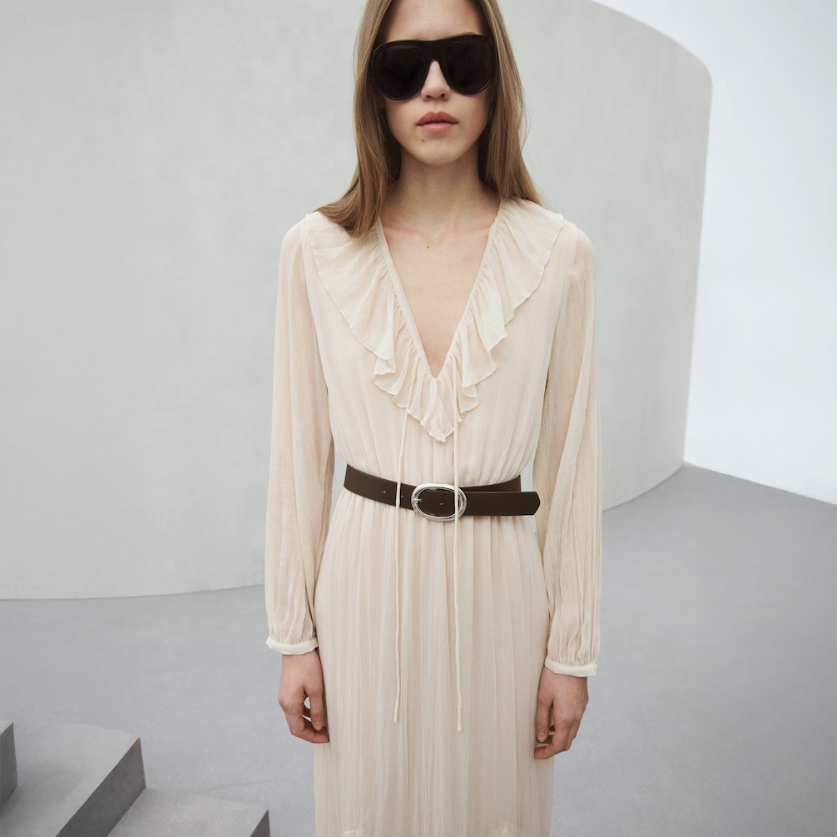 Mango Long Ruffled Dress