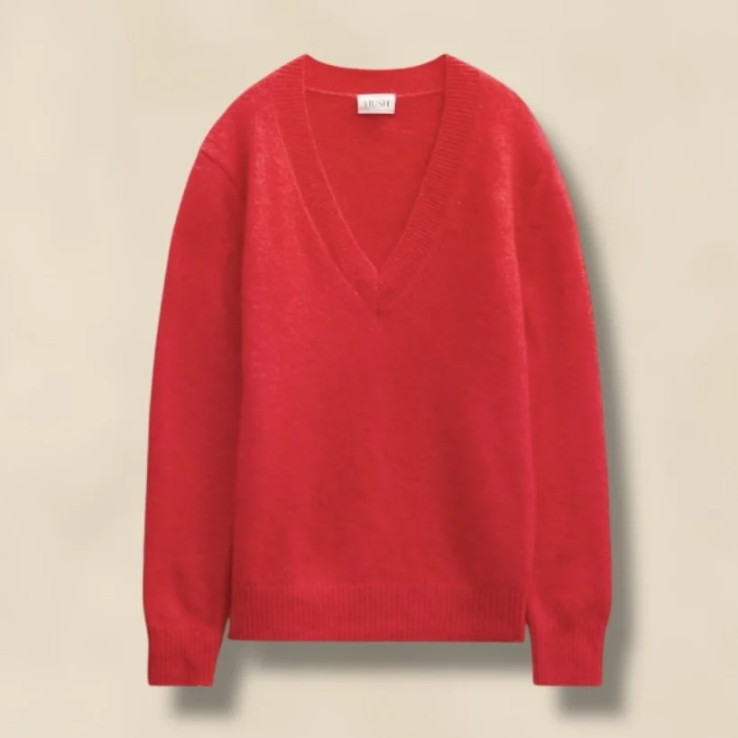 Hush V-Neck Wool Blend Jumper Bright Red