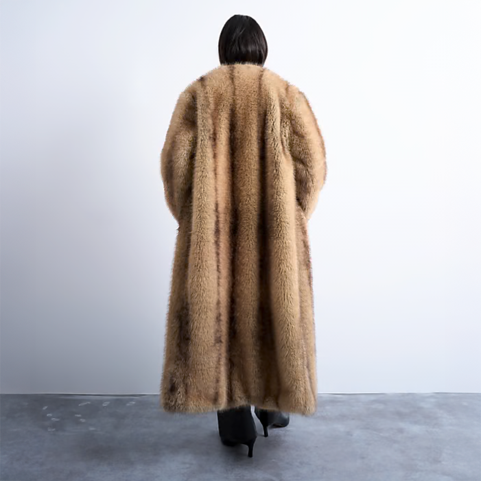 Topshop Oversized Faux Fur Collarless Long Coat