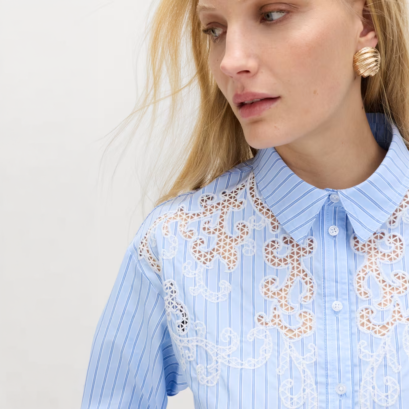 Pure Cotton Embroidered Striped Shirt