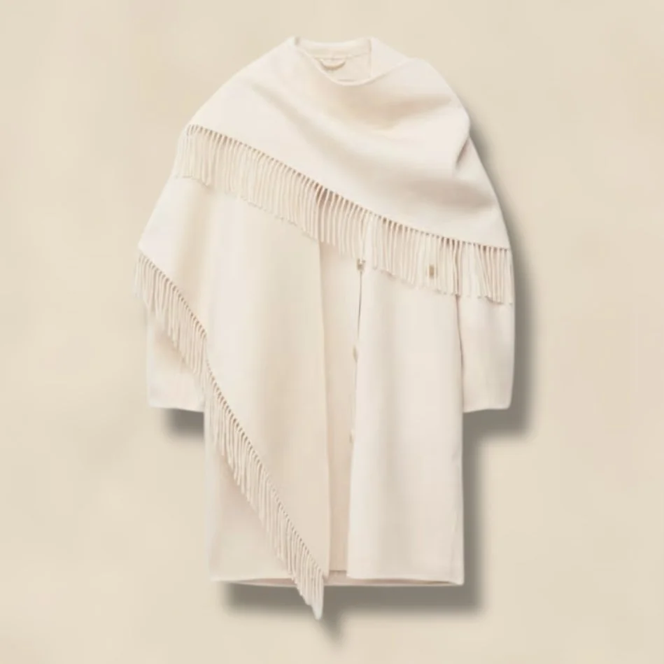 Fringed Shawl Wool Coat Cream & OTHER STORIES