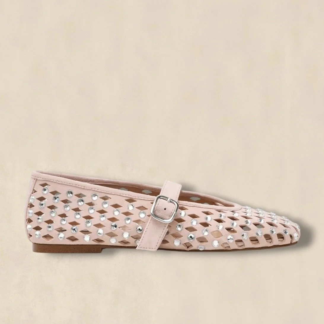 Suede Embellished Ballet Pumps With Woven Detailing And Soft Finish